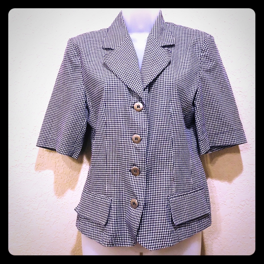 European Vintage}Gingham pinup short sleeve blazer